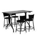 Ver imagem 1 de Conjunto Mesa Retangular 70x120cm Preta com 4 Banquetas Pretas