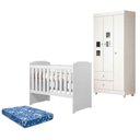 Ver imagem 1 de Berço Americano Carinho com Guarda Roupa Life Branco Acetinado Colchão Americano Tendtudo - Tigus