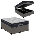 Ver imagem 1 de Cama Box Baú Queen Royal Air Pillow Top Molas Ensacadas Suede Cinza