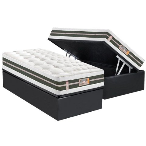 Cama Box Baú Solteiro: Colchão Molas Bonnel Castor Silver Star Air Double Face + Base CRC Suede