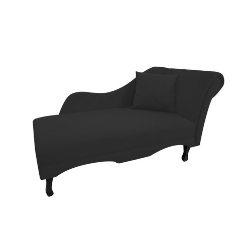 Recamier Decorativo Sara Couro Preto Com Almofada Mz Decor