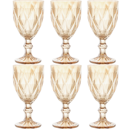 Jogo de Taças de Vidro para Água Suco Vinho Diamond Conjunto de Taça Mesa Posta 325ml 6 Unidades - Â - 1
