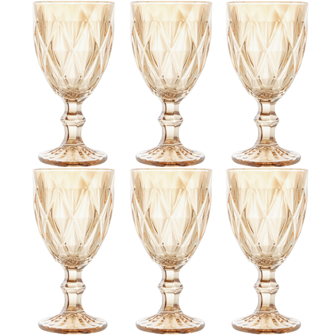 Jogo de Taças de Vidro para Água Suco Vinho Diamond Conjunto de Taça Mesa Posta 325ml 6 Unidades - Â