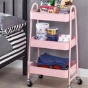 Ver imagem 1 de Carrinho Organizador 3 Prateleiras Aço Auxiliar Andares Multiuso Guarda Brinquedos Salao Manicure
