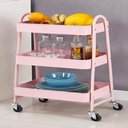 Ver imagem 5 de Carrinho Organizador 3 Prateleiras Aço Auxiliar Andares Multiuso Guarda Brinquedos Salao Manicure