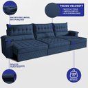 Ver imagem 7 de Sofá Retrátil e Reclinável 3,60m com Molas e Espuma D33 Thunder Velusoft Azul Cama Inbox