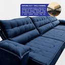 Ver imagem 3 de Sofá Retrátil e Reclinável 3,60m com Molas e Espuma D33 Thunder Velusoft Azul Cama Inbox