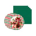 Ver imagem 1 de Kit Sousplat + Guardanapo Natal Presentes/xadrez - 4 Peças - com Base