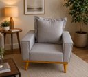 Ver imagem 1 de Poltrona Portofino Retro Pes Palito Linho Sala Marron 85cm