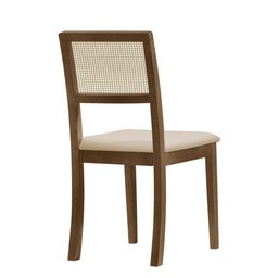 Kit 4 Cadeiras de Jantar Luxo Madeira Maciça Imbuia Encosto Telinha Palha Estofada Veludo Bege Rubi - 4