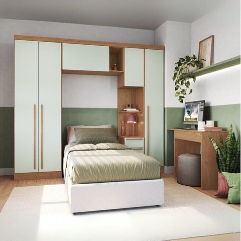 Guarda-Roupa Modulado 5 Peças Infinity Marrom/Cedro/Pistache