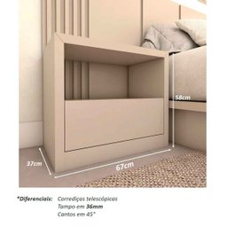 Cabeceira Casal e 2 Mesas C/ Gaveta e Nicho Mdf sob Medida Cor:titânio - 4