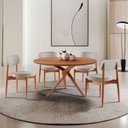 Ver imagem 1 de Conjunto Sala de Jantar Mesa Hope Tampo 120cm Redondo Laminado e 4 Cadeiras Hope Soft Marrom/Quartzo