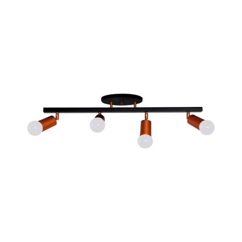 LUMINÁRIA SPOT TRILHO 4 LAMP E27 PRETO/COBRE - 6013/4 PT/CB