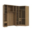 Ver imagem 3 de Guarda Roupa Quarto Modulado Solteiro Adapt  5 Peças Nogueira/Azul Profundo - Kappesberg