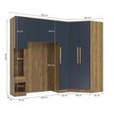 Ver imagem 4 de Guarda Roupa Quarto Modulado Solteiro Adapt  5 Peças Nogueira/Azul Profundo - Kappesberg