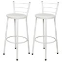 Ver imagem 1 de Jogo 2 Banquetas Altas Para Cozinha Branca Epoxi Assento Branco