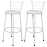 Jogo 2 Banquetas Altas Para Cozinha Branca Epoxi Assento Branco - 1