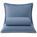 Ver imagem 2 de Kit Cobre Leito Elegance King Percal 300 Fios Colcha Matelassê Plissado 3 Peças Azul Jeans