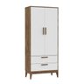 Guarda-Roupa Nature 2 Portas Branco Soft com Teka e Eco Wood - Matic Móveis - 1