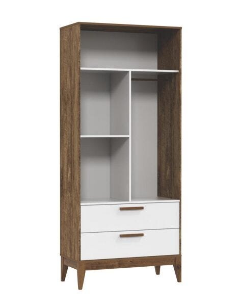 Guarda-Roupa Nature 2 Portas Branco Soft com Teka e Eco Wood - Matic Móveis - 2