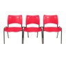 Kit com 3 Cadeiras Iso Turim plastica Igreja Recepção Escola Vermelha PopMov kit 3 cadeira iso - 1