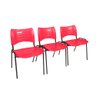Kit com 3 Cadeiras Iso Turim plastica Igreja Recepção Escola Vermelha PopMov kit 3 cadeira iso - 2