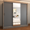 Guarda-Roupa Casal Flórida 3 Portas de Correr com Espelho 3 Gavetas Carvalho/Cinza - Panorama Móveis - 1