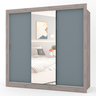 Guarda-Roupa Casal Flórida 3 Portas de Correr com Espelho 3 Gavetas Carvalho/Cinza - Panorama Móveis - 5