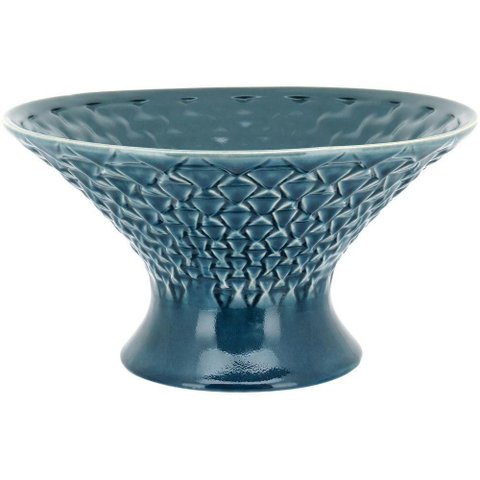 Morea Centro Mesa 18x32x32cm Cerâmica Azul