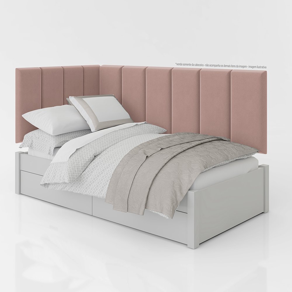 Conjunto de Cabeceira Aurora 1,60x1,95 Cama Box Queen:rose - 2