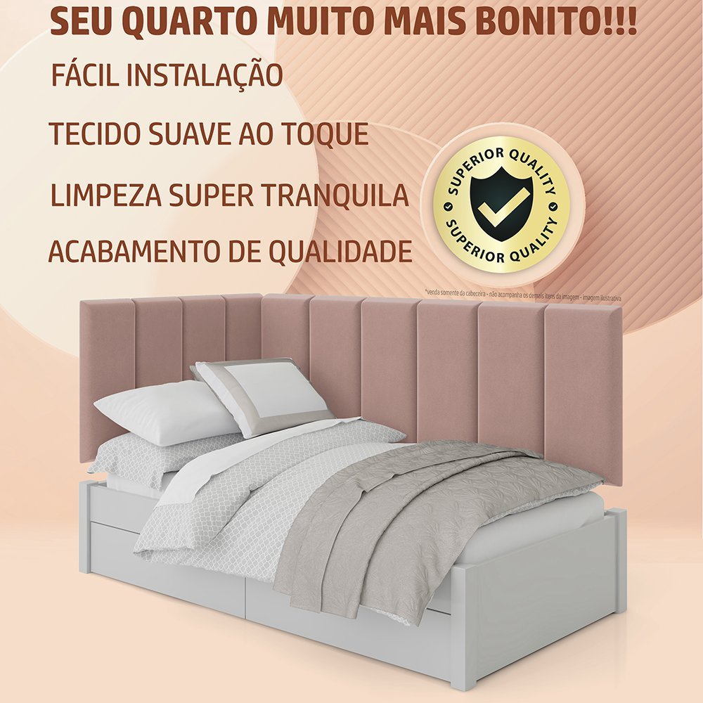 Conjunto de Cabeceira Aurora 1,60x1,95 Cama Box Queen:rose - 5