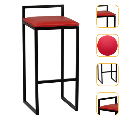 Banqueta Quadrada Preta para Balcão Ilha Cozinha Gourmet Bancada Piscina Bares Àrea de Lazer