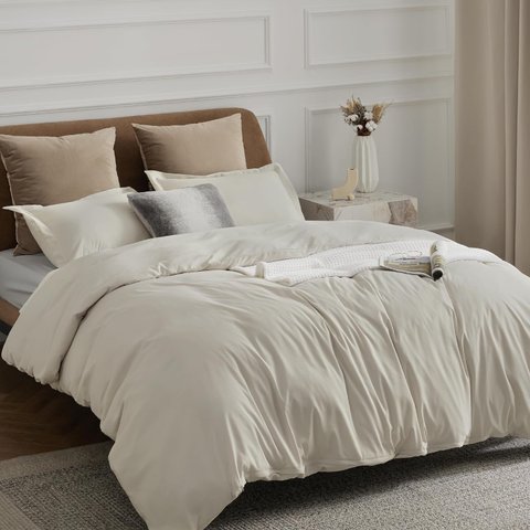 Bedsure Capas de Edredom de Linho Tamanho Queen Macia