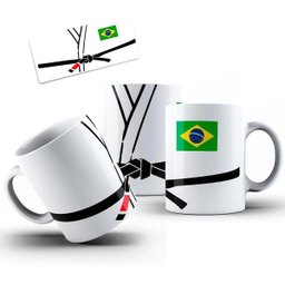 Caneca Cerâmica Jiu Jitsu Faixa Preta Bandeira Brasil Kimono - 2