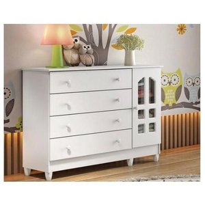 Cômoda Fraldário Gran Selena Branco Brilho Carolina Baby