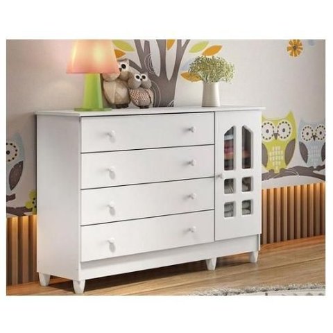 Cômoda Fraldário Gran Selena Branco Brilho Carolina Baby