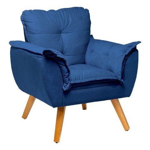 Poltrona Decorativa - Opala Revestimento Suede - Lm Decor Ladecor Estofados Azul
