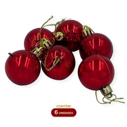 Kit 6 Bolinhas 4cm Enfeitar Decorar Pendurar Árvore Natal - 3