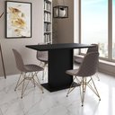 Ver imagem 1 de Mesa Jantar Londres Tampo Preto 120cm 4 Cadeiras Base Dourado Estofado Nude Médio