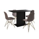 Ver imagem 6 de Mesa Jantar Londres Tampo Preto 120cm 4 Cadeiras Base Dourado Estofado Nude Médio