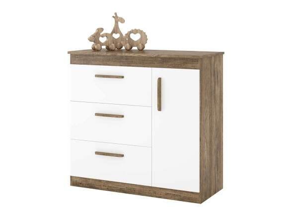 Quarto de Bebê Completo Floc 3 Portas Castanho com Branco Acetinado - Móveisaqui - 4