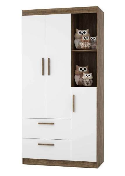 Quarto de Bebê Completo Floc 3 Portas Castanho com Branco Acetinado - Móveisaqui - 6