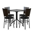 Ver imagem 1 de Conjunto Mesa Quadrada 68x68cm Preta com 4 Cadeiras Café
