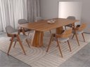 Ver imagem 1 de Sala de Jantar Santorini 220cm com 8 Cadeiras Madeira Maciça Ravena Cinamomo Linho Cinza