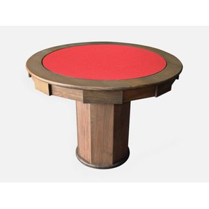 Mesa de Carteado com Gavetas e Porta Copos Vintage - 0,90x0,80 - com Xadrez - Vermelho