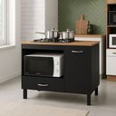 Ver imagem 1 de Balcão Cooktop Blane 105cm com 1 Porta e 1 Gaveta Preto Freijo