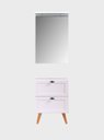 Ver imagem 1 de Gabinete para Banheiro com Tampo e Espelheira 60cm Retro Mdf Branco Milano - On Móveis