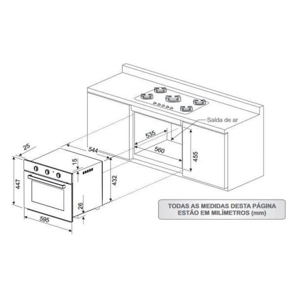 Conjunto de Embutir Fischer com Forno Elétrico 50L + Depurador 60cm 220V  - 3