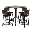 Ver imagem 1 de Conjunto Mesa Quadrada 68x68cm Preta com 4 Banquetas Cappuccino